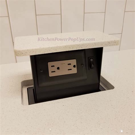 electrical pop up box size|quartz countertop pop up outlet.